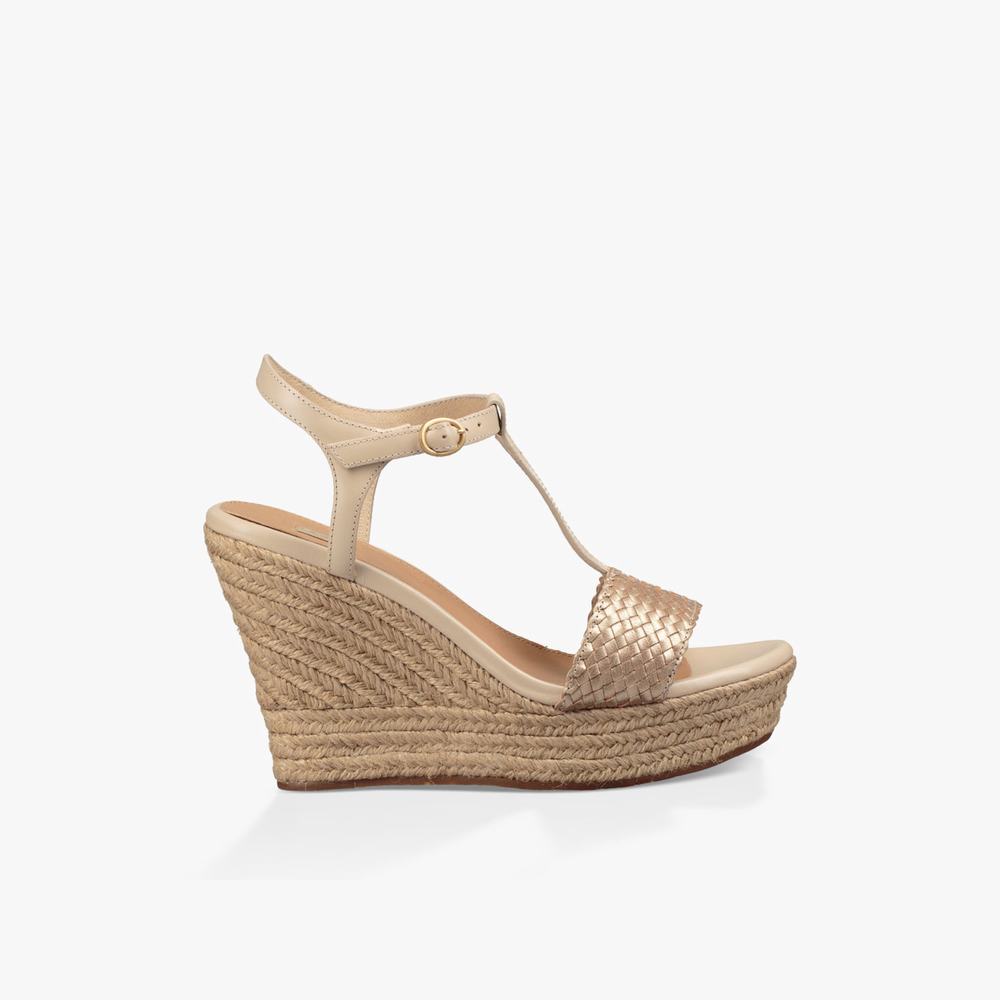 Sandale UGG Fitchie II Wedge Femme Doré Soldes 787VUGRL